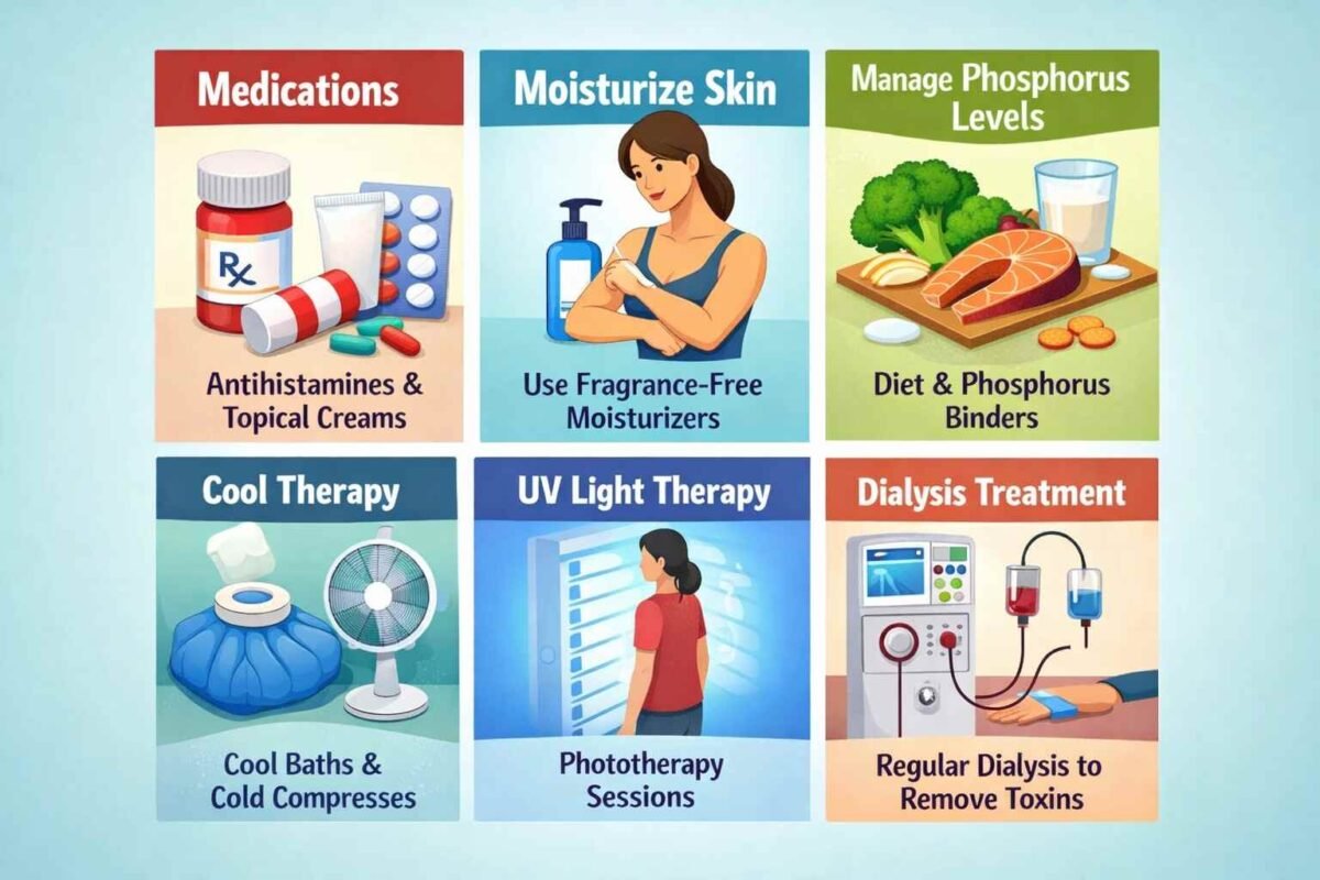 Doctor explaining how to stop itching from kidney disease to a patient during consultation